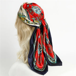 Printed Silk Satin Neckerchief Shawl Scarf