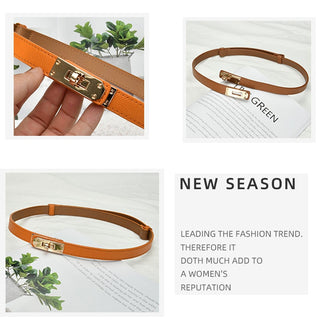 Leather Gold Knot Buckle Waist Belt