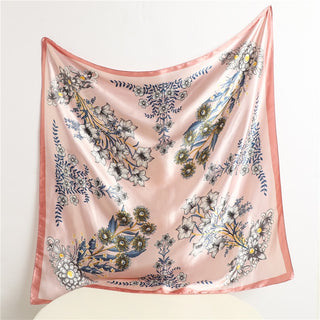 Printed Silk Satin Neckerchief Shawl Scarf