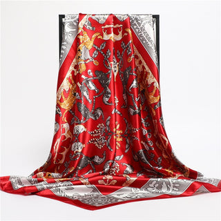 Printed Silk Satin Neckerchief Shawl Scarf