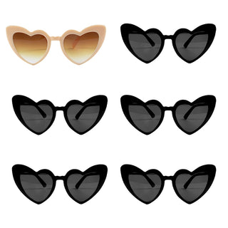 6/8 Pairs Heart Shaped Retro Sunglasses