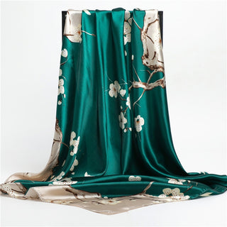 Printed Silk Satin Neckerchief Shawl Scarf