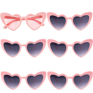 6/8 Pairs Heart Shaped Retro Sunglasses