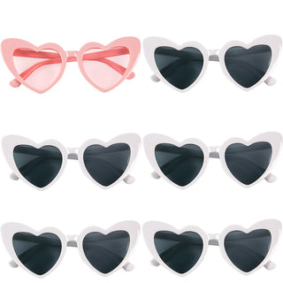 6/8 Pairs Heart Shaped Retro Sunglasses