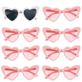 6/8 Pairs Heart Shaped Retro Sunglasses