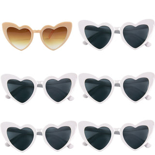 6/8 Pairs Heart Shaped Retro Sunglasses