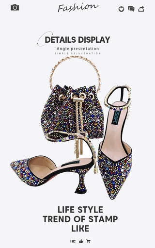 Women's Rhinestone Shoes And Bag Set (See more options)