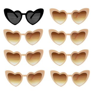 6/8 Pairs Heart Shaped Retro Sunglasses