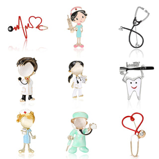 Enamel Medical Series Brooches