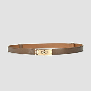 Leather Gold Knot Buckle Waist Belt