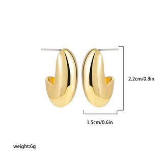 Stainless Steel Gold Plated Big Chunky Waterdrop Earrings