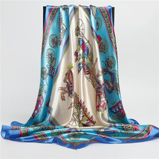 Printed Silk Satin Neckerchief Shawl Scarf