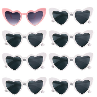 6/8 Pairs Heart Shaped Retro Sunglasses