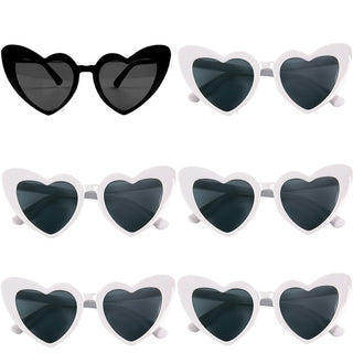 6/8 Pairs Heart Shaped Retro Sunglasses