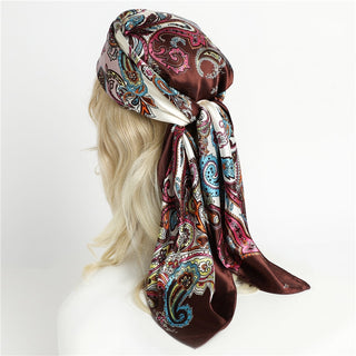 Printed Silk Satin Neckerchief Shawl Scarf