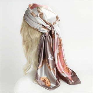 Printed Silk Satin Neckerchief Shawl Scarf