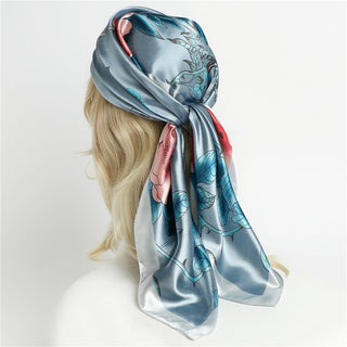 Printed Silk Satin Neckerchief Shawl Scarf