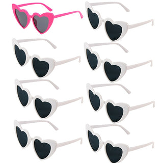 6/8 Pairs Heart Shaped Retro Sunglasses