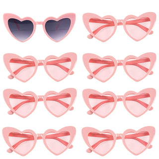 6/8 Pairs Heart Shaped Retro Sunglasses