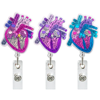 Heart Anatomy Nurse Retractable Badge Holders With Alligator Clip