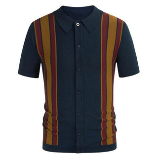 Knitted Striped Polo Shirt