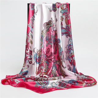 Printed Silk Satin Neckerchief Shawl Scarf