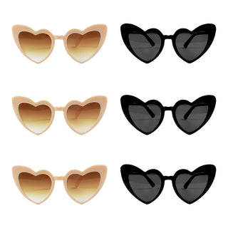 6/8 Pairs Heart Shaped Retro Sunglasses