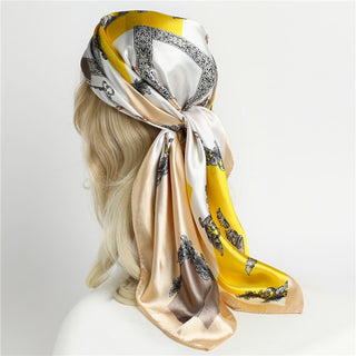 Printed Silk Satin Neckerchief Shawl Scarf