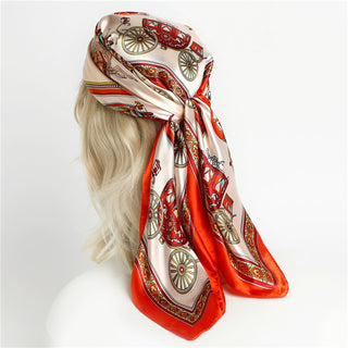 Printed Silk Satin Neckerchief Shawl Scarf