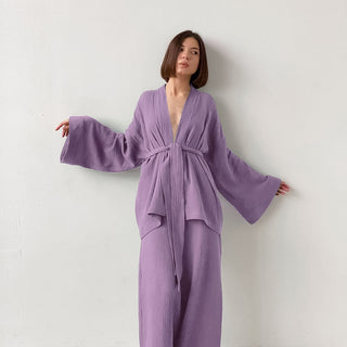 Long-Sleeved Kimono Pajamas