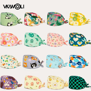 Bright-colored Printed Surgical Scrub Caps