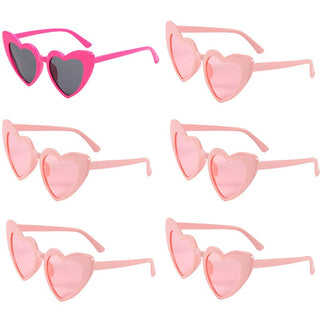 6/8 Pairs Heart Shaped Retro Sunglasses