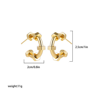 Stainless Steel Gold Plated Big Chunky Waterdrop Earrings