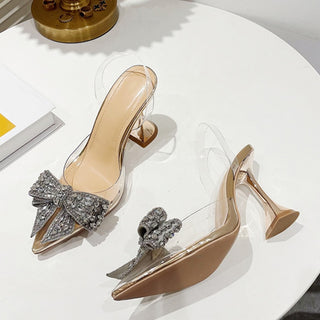 Transparent Crystal Bowknot High Heels