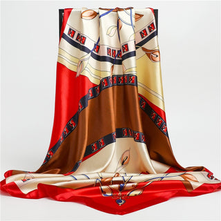 Printed Silk Satin Neckerchief Shawl Scarf