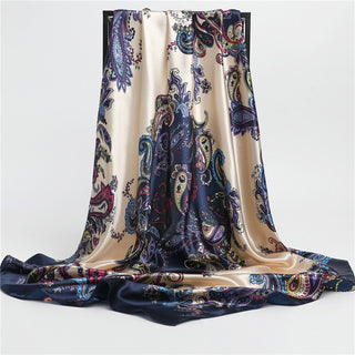 Printed Silk Satin Neckerchief Shawl Scarf