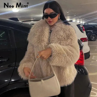 Fake Fox Fur Jacket Overcoat