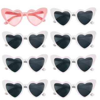 6/8 Pairs Heart Shaped Retro Sunglasses