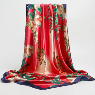 Printed Silk Satin Neckerchief Shawl Scarf