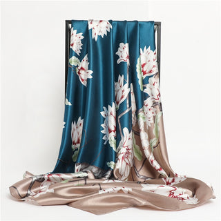 Printed Silk Satin Neckerchief Shawl Scarf