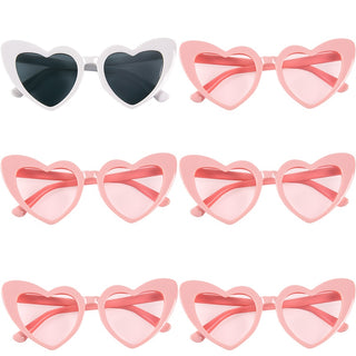 6/8 Pairs Heart Shaped Retro Sunglasses