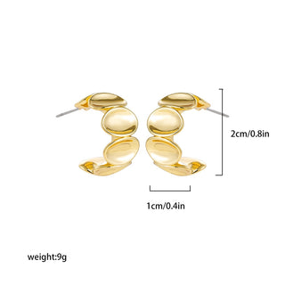 Stainless Steel Gold Plated Big Chunky Waterdrop Earrings