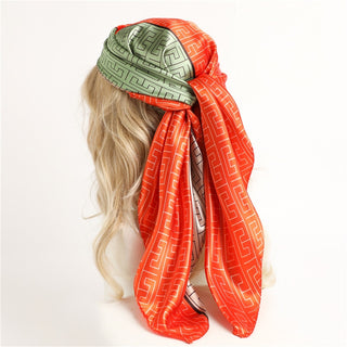 Printed Silk Satin Neckerchief Shawl Scarf