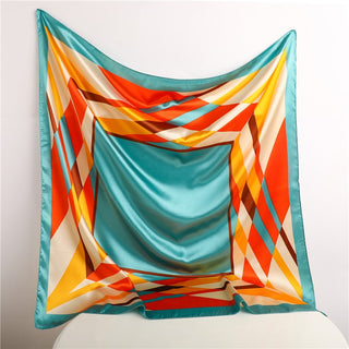 Printed Silk Satin Neckerchief Shawl Scarf