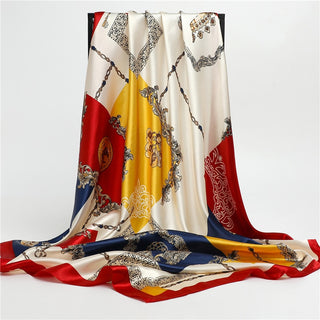 Printed Silk Satin Neckerchief Shawl Scarf