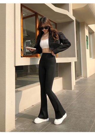 High Waist Slim Flared Pants