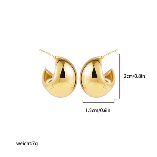 Stainless Steel Gold Plated Big Chunky Waterdrop Earrings