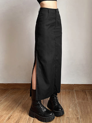 High Raise Split Midi Skirt