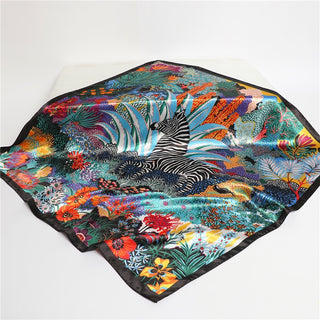 Printed Silk Satin Neckerchief Shawl Scarf