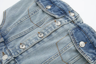 Vintage Denim Button Tube Jumpsuits